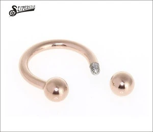 Rose Gold PVD 316L Stainless Steel Circular Barbell ,Horseshoe Body Piercing Jewelry with Ball