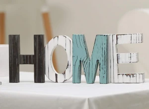 Rustic Wood HOME Decorative Sign, Standing Cutout Word Decor