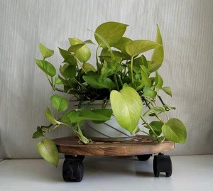Rustic Wooden Removable Tray | Flower Pot Tray Universal Wheel | Flower Pot Base Anti-Corrosion Tray