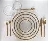 Shanxi INT Tableware wholesale 8 inch dishes and plates glass deep dish round dinner and dessert plate with gold rim