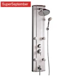 Shower Faucet Waterfall Rain Black Shower Panel In Wall Shower System with Spa Massage Sprayer Bidet Head Handshower