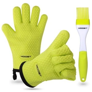 Silicone Cotton Oven Mitts -Best Heat Resistant Kitchen Cooking Glove &amp; Pot Holder