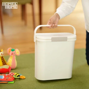 Slim and Stylish rubber packing portable deodorizing trash bin with handle for reducing odors , with washable inner box