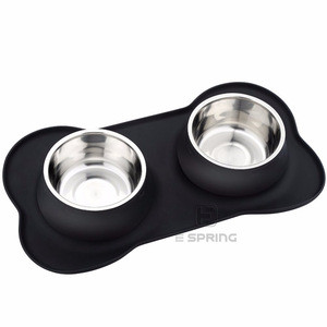 Small Size Stainless Steel Dog Bowl with Pet Mat Food Tray
