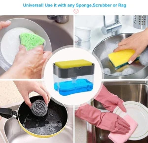 Soap Dispenser Soap Pump Sponge Caddy New Creative Kitchen 2-in-1 Manual Press Liquid Soap Dispenser