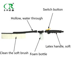 Soft bristle Car Wash Brush Flow-Thru washing brush with water and foam sprayer Vehicle Cleaning Tool Washer Bottle car cleaning