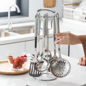 Solhui 7pcsStainless Steel kitchenware kitchen utensils set marble Ceramic handle cooking tools set
