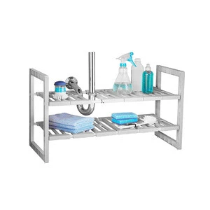 Space Saving Kitchen Storage 2 Tier Expandable Under Sink Shelf Adjustable Kitchen Organizer