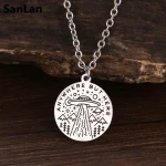 space UFO Necklace Flying Saucer Follow You Anywhere Mens Womens Alien Charm Jewelry