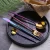 Import Stainless Steel Banquet Tableware Titanium Plated Round Handle Knife And Fork Set from China