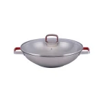 Stainless Steel cookware wok with silicone handles