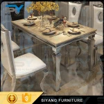 Stainless steel furniture kitchen table modern dining room table dubai dining tables and chairs CT004