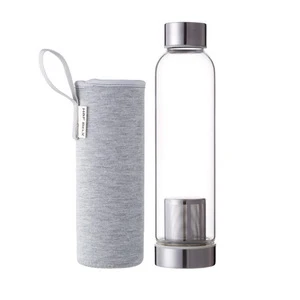 stainless steel lid and infuser glass water bottle with tea infuser