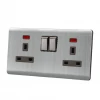 Stainless steel plate uk standard electrical metal 2 gang wall switch sockets