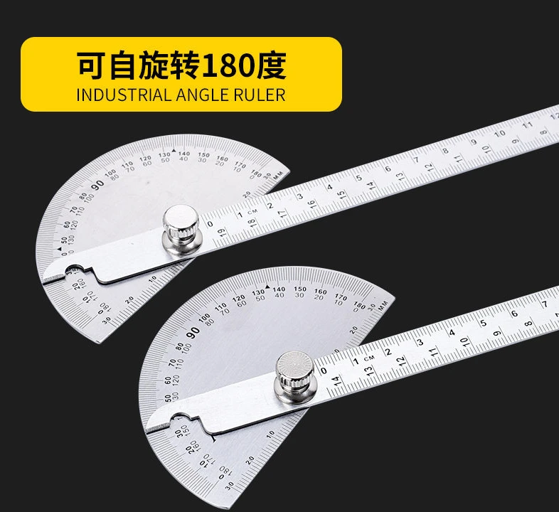 Stainless Steel Single Arm 180 Degree Bevel Protractor Angle Degree Measuring Tools Goniometer Angle Finder