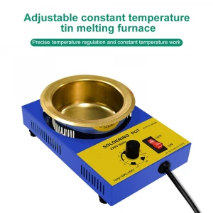 Stainless Steel With Titanium Plating Adjustable Temperature Soldering Pot with 2300g Capactity for Welding and Soldering