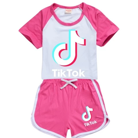 Summer Hot Sale  TikTok Baby Girl Clothing Cartoon Stamping Print Baby clothes Childrens Clothes Set