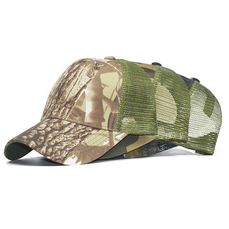 Summer Outdoor Camouflage Women Men Trucker Caps Wholesale Face Hats Green Mesh Breathable Tactical Cap Baseball Hat Custom