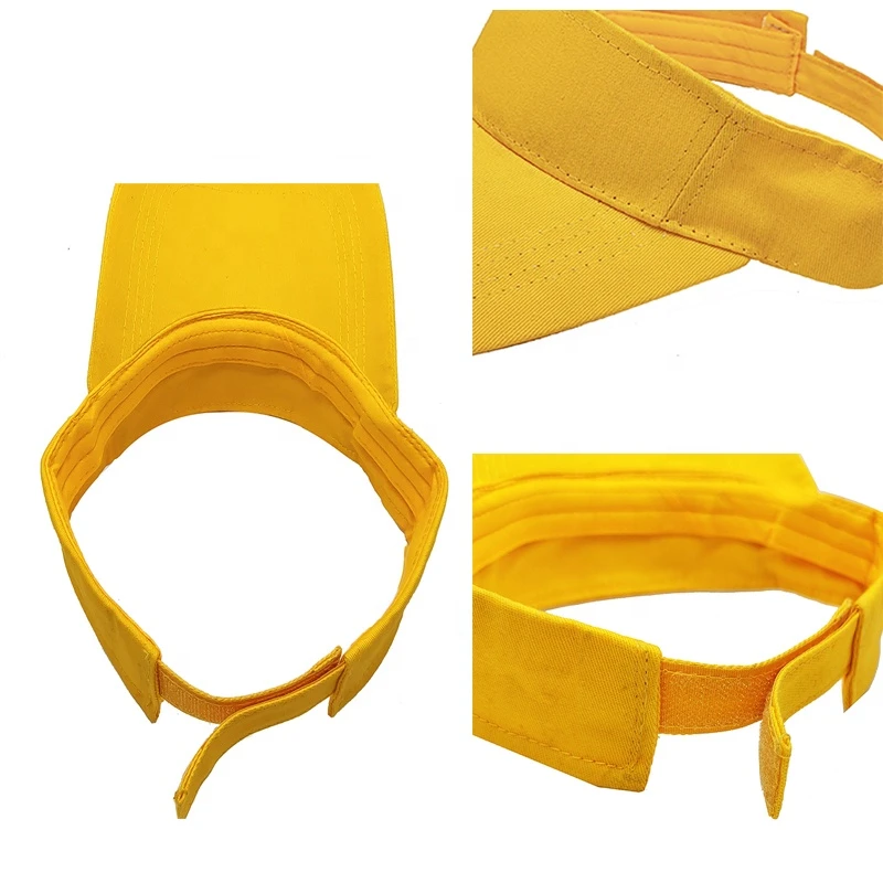 Summer Plain Unisex Sport Custom Yellow Cloth Sun Visor Cap  Adjustable Sun Hat