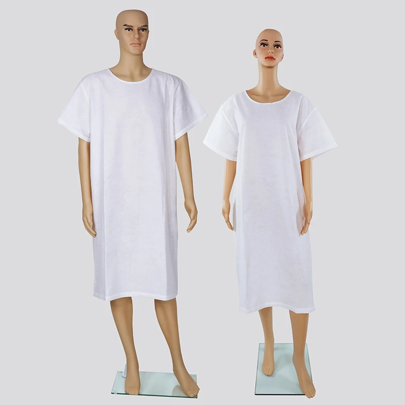 Summer Wearing Adult Disposable Round Neck Short Sleeve Long Bathrobe