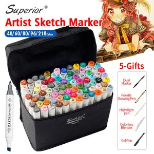 Superior 40/60/80/96/218Colors Artist Double Headed Art Marker Pen Set Smooth Design Marker Animation Sketch Markers For Drawing
