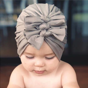 Toddler Baby Boys Girls Turban Head Wrap Beanie Cotton Hat Solid baby Caps
