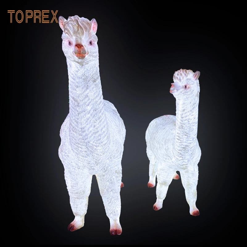 Toprex outdoor waterproof resin crafts statue Alpaca 3d led resin animal