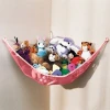 Toy Hammock for Stuffed Animals Strong Mesh Toy Organizer with Metal Hooks  Large Triangular Hanging Storage Net White Pink Blue