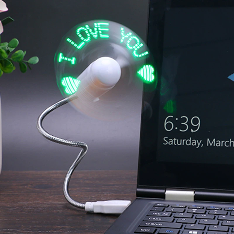 USB charge Programmable Portable Mini Fan With LED Displaying Message Fan