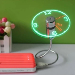 USB Mini Flexible Time LED Clock Fan With LED light