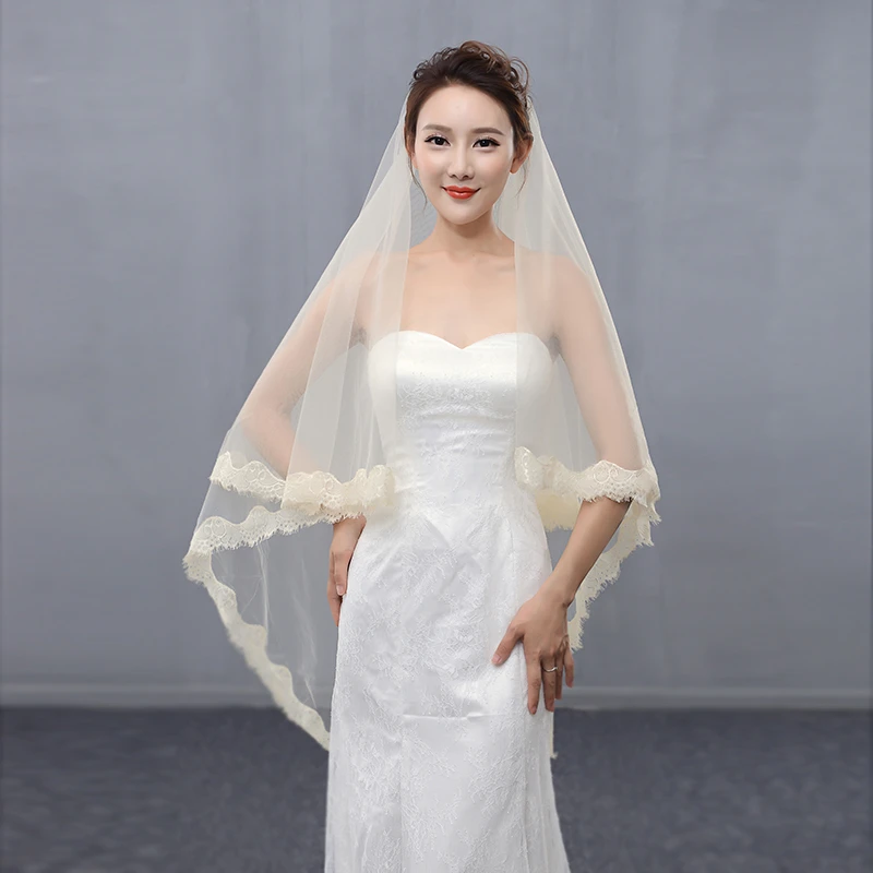 V1274W1-1XB Elegant Champagne bridal veil wedding