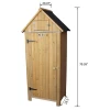 Vertical utility shed multifunctional compartment wood shelf storage locking