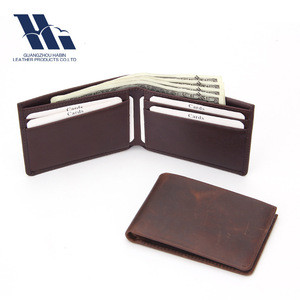 Vintage genuine leather men&#39;s wallet custom men wallet rfid blocking classic bi-fold wallet