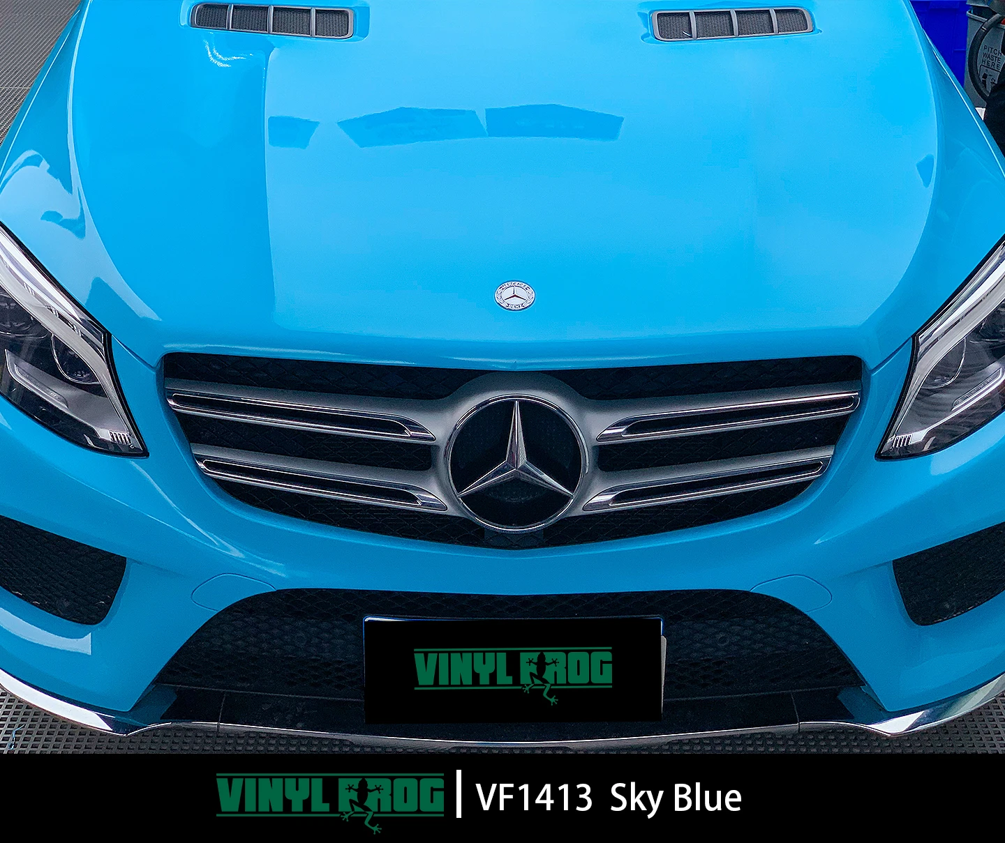VINYLFROG 1.52*18M Glossy Sky Blue Easy Removable Adhesive Vinyl Car Wrap Film