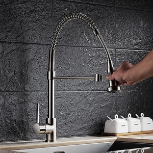 WANFAN Pull Down 360 Degree Swivel Kitchen Sink Brass Faucet GYD-5103SN Brush Nickel Single Handle Kitchen faucet Taps