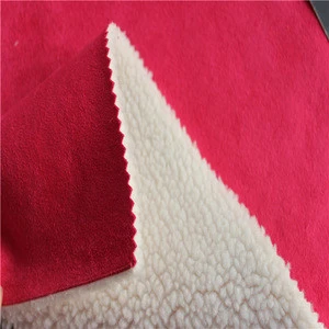 warp knitting faux suede compound lambs wool/winter jacket fabric