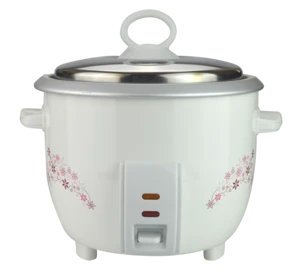 White flower printing automatic keep warm function drum type rice cooker