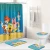 Import Wholesale Cartoon Waterproof Shower Curtain Holder Set Bathroom Custom Design Polyester Bathroom Curtain With Hooks Set from China