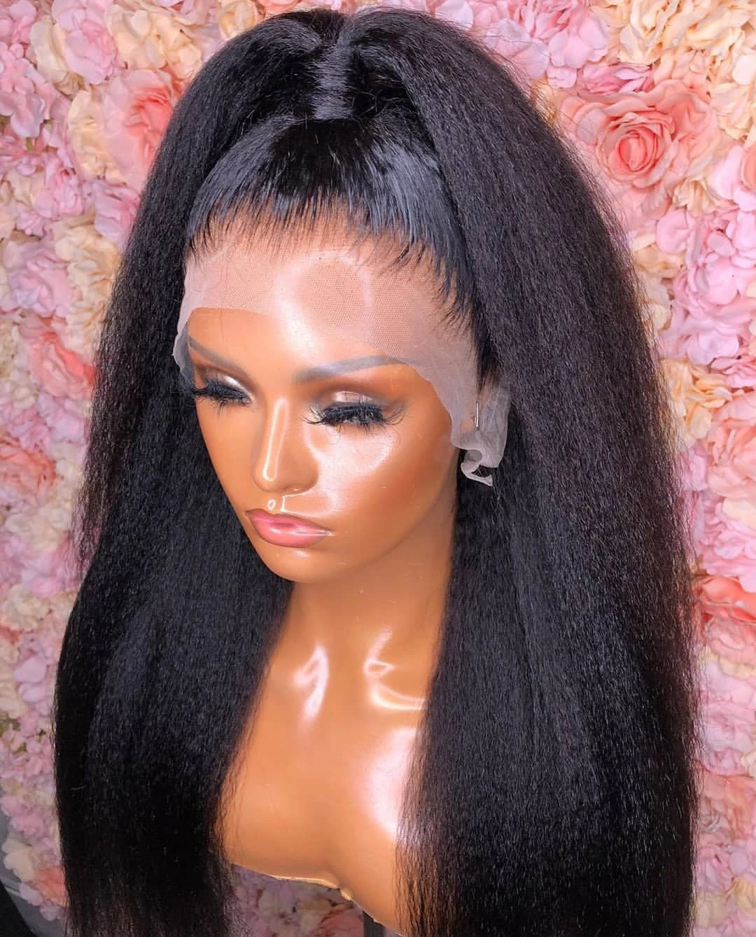 Wholesale Cheap Price Natural black Yaki Straight Human Hair Lace Front Wig New Fashion Hair Style Wigs On Sale