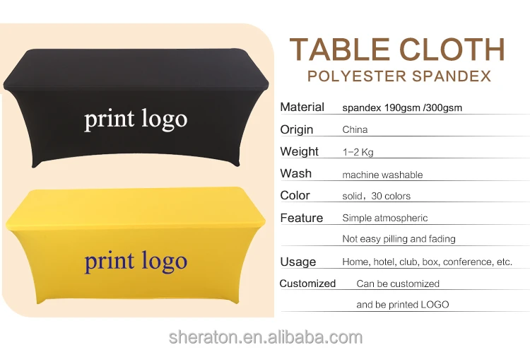 wholesale cheap trade show many colours custom printed logo tablecloth / lycra stretch spandex fitted rectangular table cover