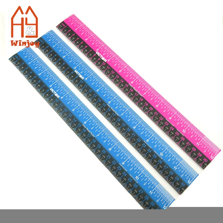 Wholesale Custom 30cm Plastic ruler, Dual Color 12" Easy Read Ruler with Inches, Centimeters and Millimeters Measurements.
