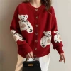 Wholesale Custom Fall Lovely Cardigan Women Bear pattern free Size Sweater  cardigan sweater women