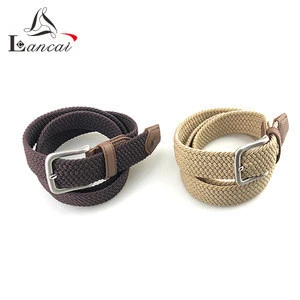 Wholesale custom knitted elastic braided mens rope belts men knit buckles belt for jeans