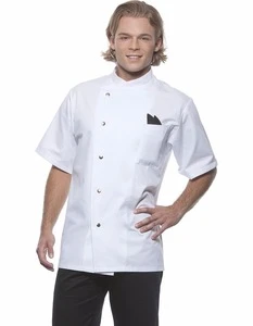Wholesale Custom Logo Short Sleeves Chef Uniform 65%Polyester chef kitchen jacket uniform