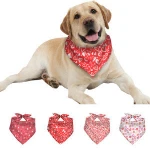 Wholesale Digital Printed Cotton Soft Double Layer Triangle Valentine's Day Dog Cat Bandana Pet Neck Scarf