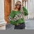 Wholesale fashion womens V-Neck leopard with drop shoulder long sleeve jacquard knitted   pullover sweater