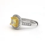 Wholesale High Quality 925 Sterling Silver Rings Rhodium Plated Yellow High Carbon Zircon Cushion Cut Engagement Rings for Women