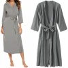 Wholesale ladies luxury robe dressing gown, personalised soft jersey rayon long sleeve bath robe