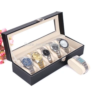 Wholesale Leather watch case, black leather watch box