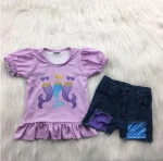 Wholesale Little Girls Boutique Clothing Set Children sunflower jeans Prints Outfits Wholesale Kids pretty  Clothes